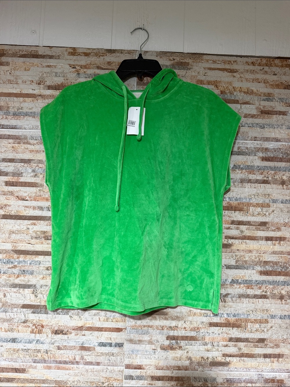 Loulou Studio Neon Green Hooded Short-Sleeve Sweatshirt